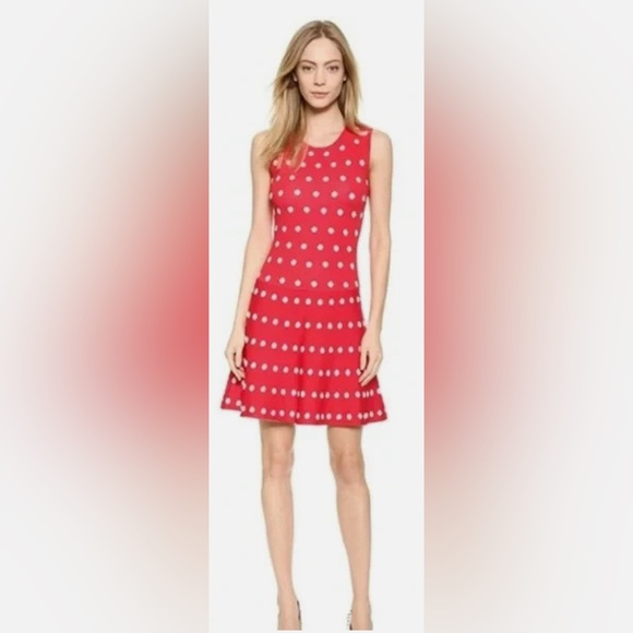 BCBGMaxAzria Red Polka Dot Midi Dress - Picture 5 of 7